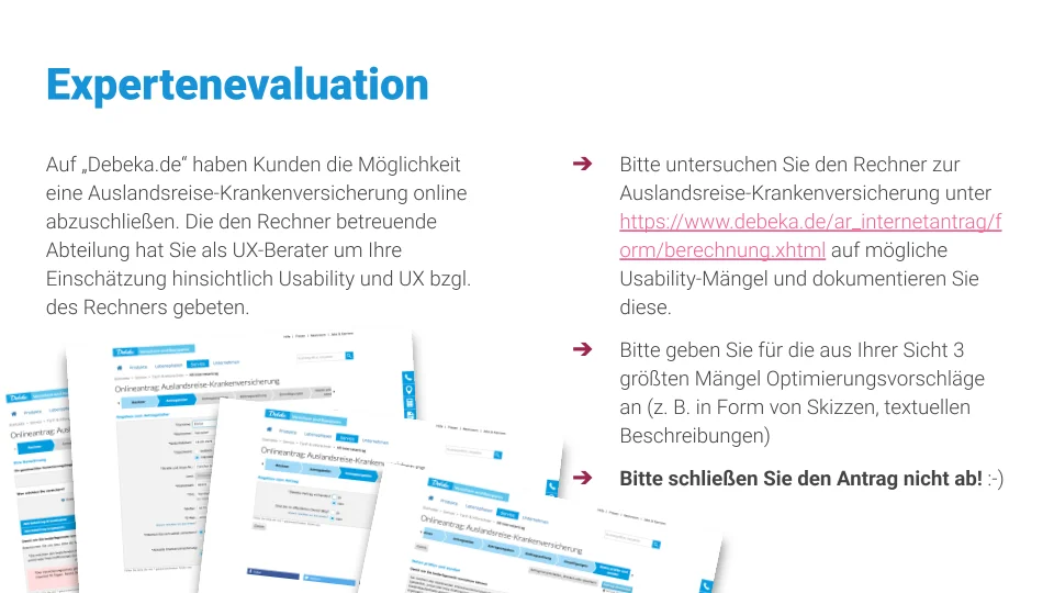 Debeka – UX-Berater Probeaufgaben