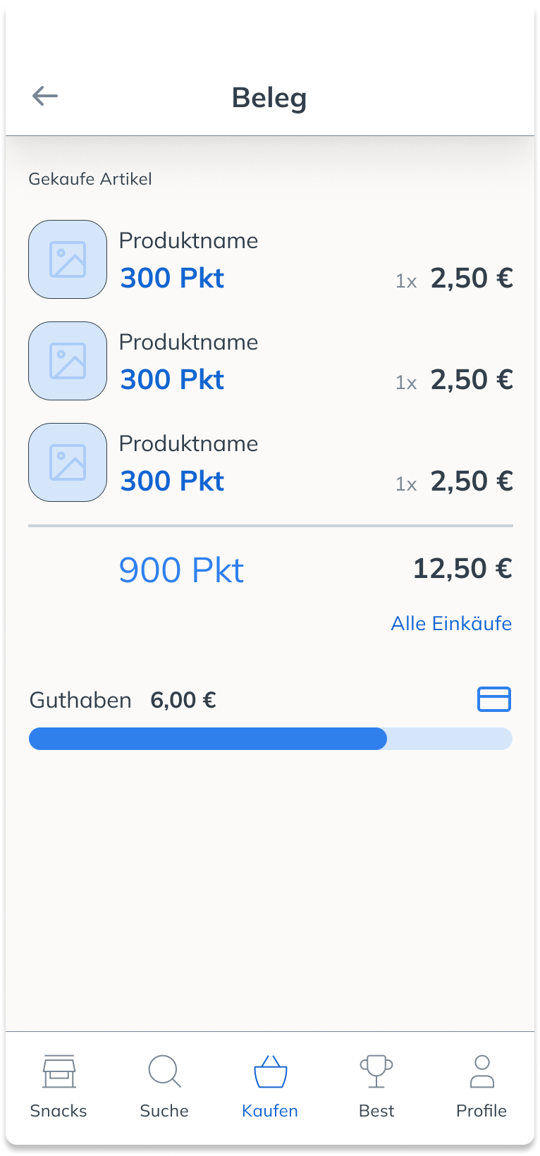 Kaufbeleg: Detaillierter Beleg nach erfolgreichem Kauf